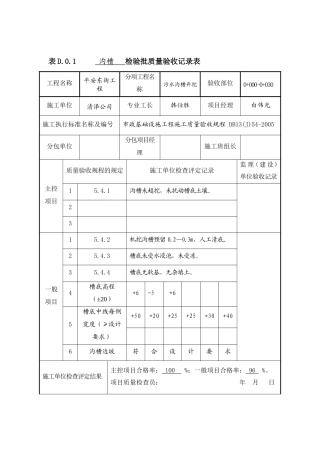 表D01检验批质量验收记录表沟槽