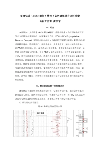 复合钻进(PDC螺杆)情况下如何确保录井资料质量