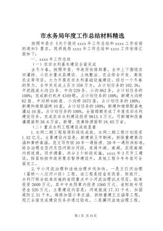 市水务局年度工作总结材料精选