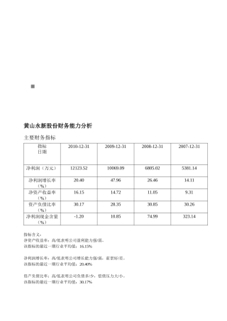 黄山永新股份公司财务能力分析