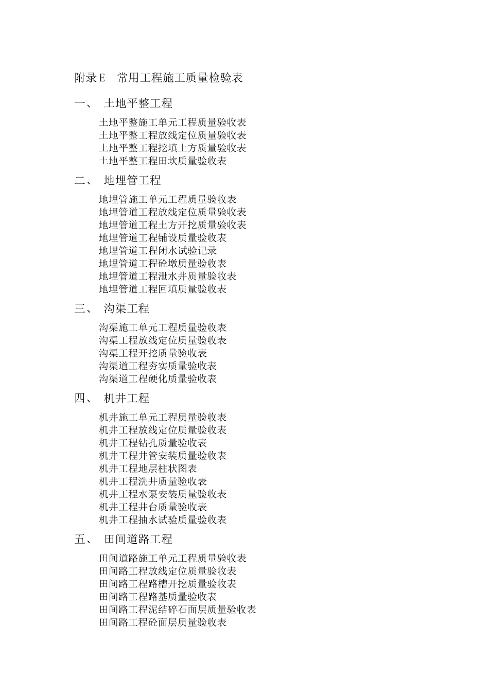 附录E_常用工程施工质量检验表_第1页