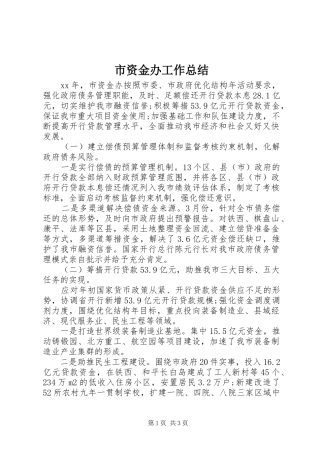 市资金办工作总结