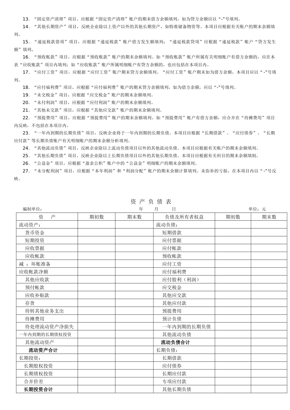 关于资产负债表的填例说明_第2页