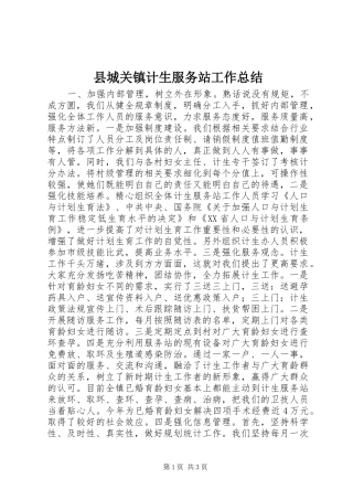 县城关镇计生服务站工作总结