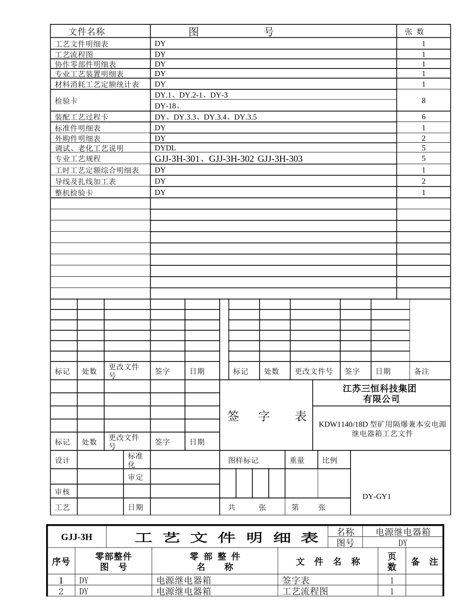 KDW1140-18D矿用隔爆兼本安电源继电器箱工艺 文件_第2页