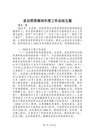 县自然资源局年度工作总结五篇