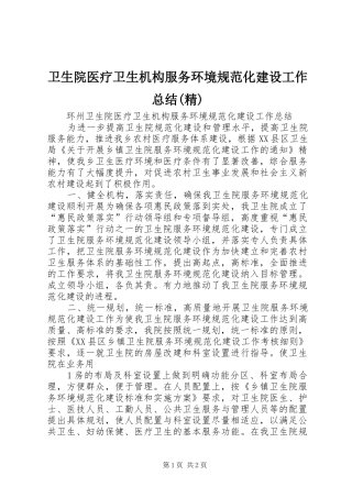 卫生院医疗卫生机构服务环境规范化建设工作总结(精)