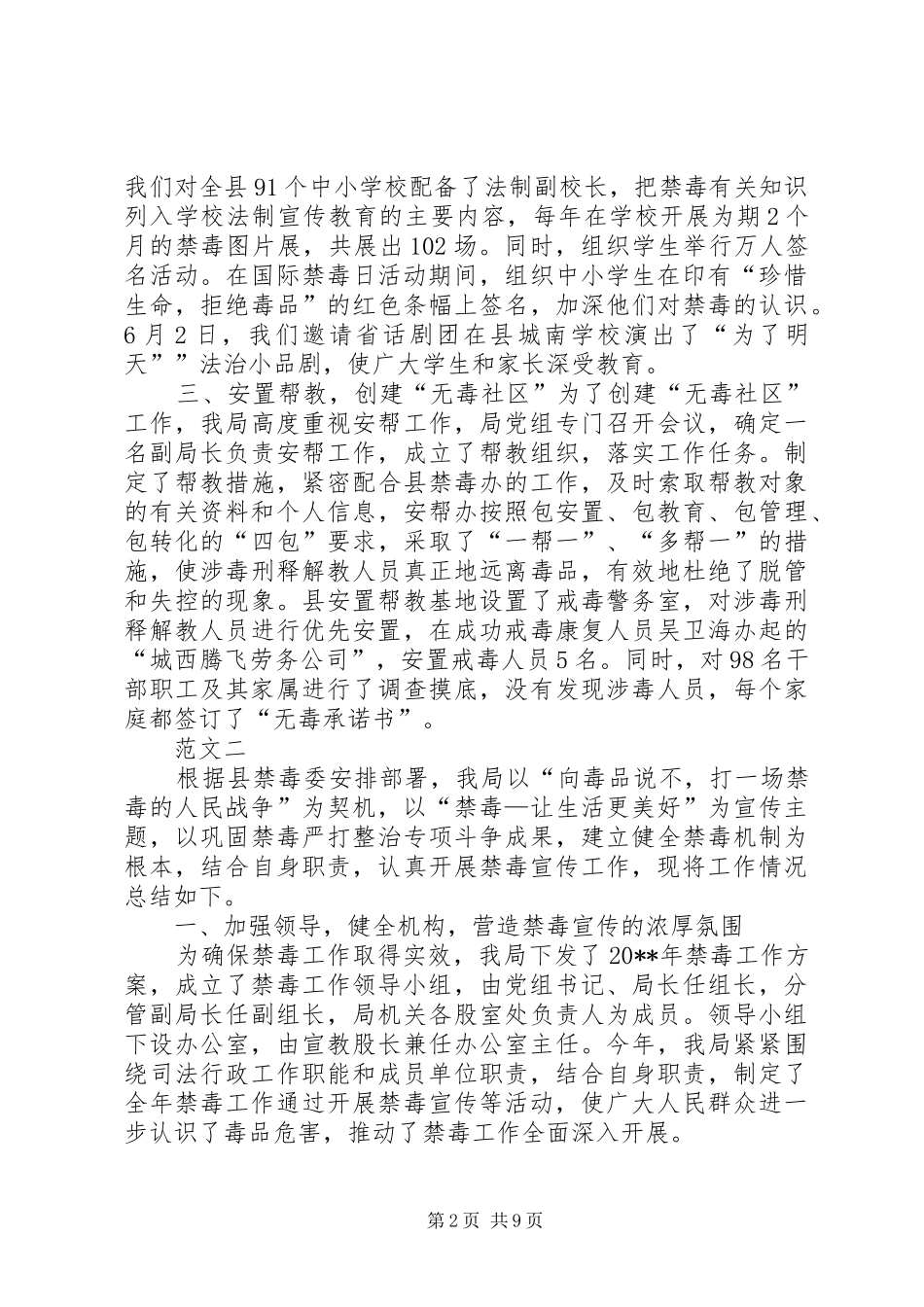 县司法局禁毒工作总结范文三篇_第2页