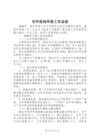 市环保局环保工作总结