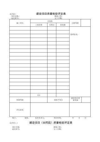 XXXX公路工程施工单位工程质量评定表
