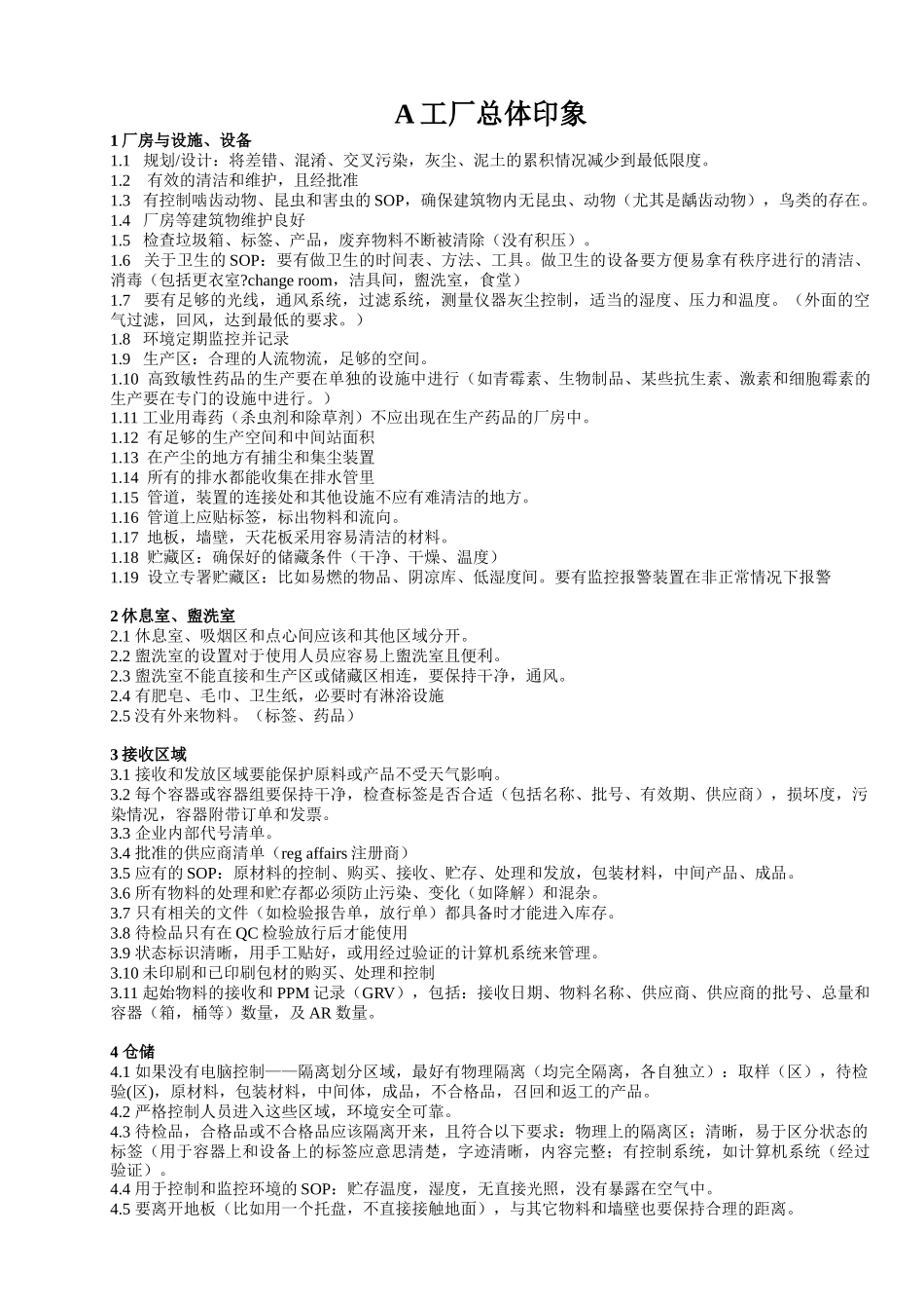 国外GMP检查详细条款_第1页