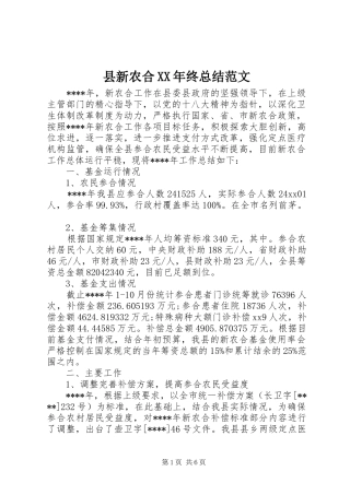 县新农合XX年终总结范文