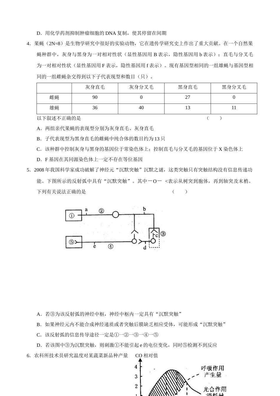 高三理科综合质量检测试题_第2页