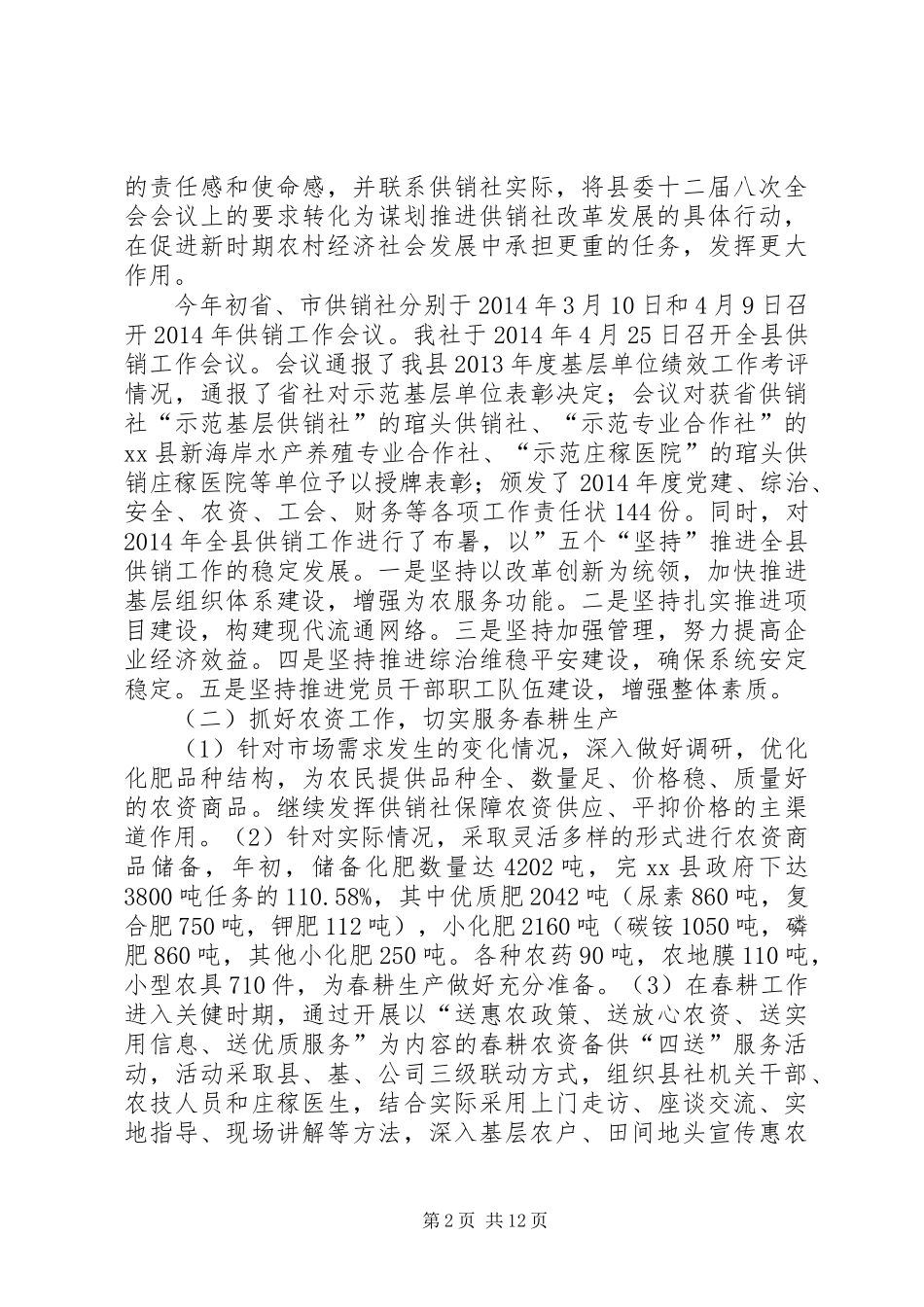 县供销社工作总结报告_第2页