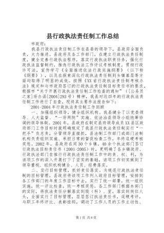 县行政执法责任制工作总结