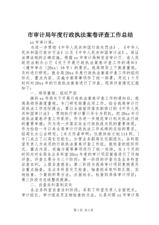 市审计局年度行政执法案卷评查工作总结