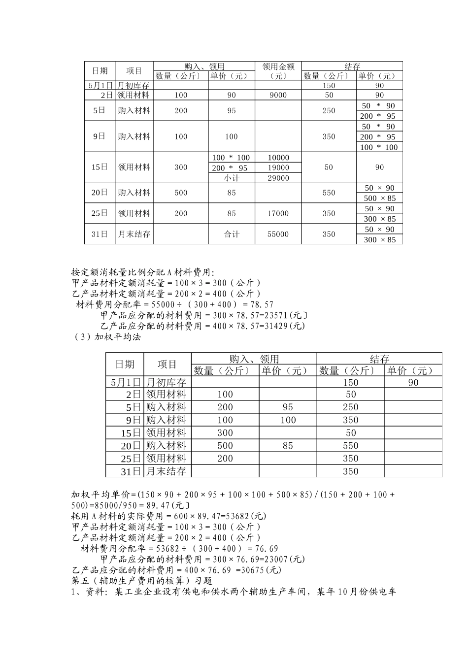 成本会计例题与习题1_第3页