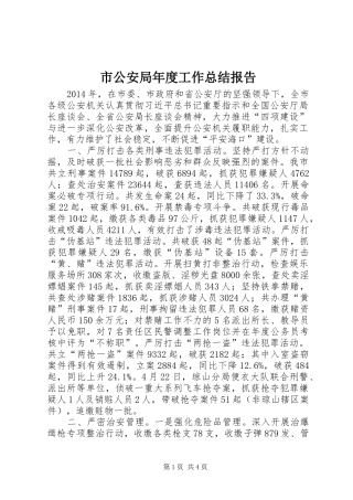 市公安局年度工作总结报告