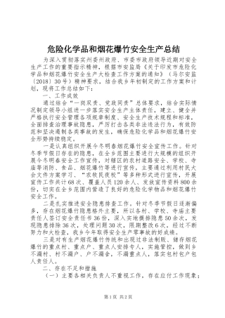 危险化学品和烟花爆竹安全生产总结
