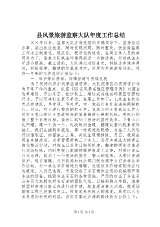 县风景旅游监察大队年度工作总结