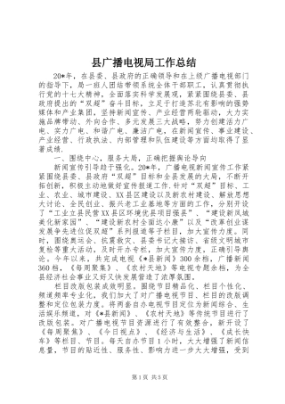 县广播电视局工作总结
