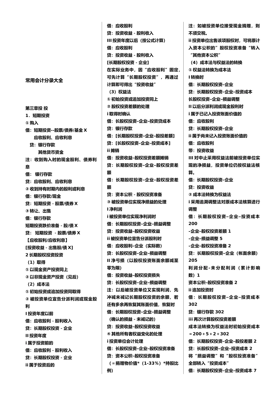 常用会计分录汇编_第1页