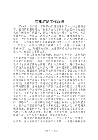 市旅游局工作总结
