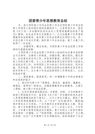 团委青少年思想教育总结