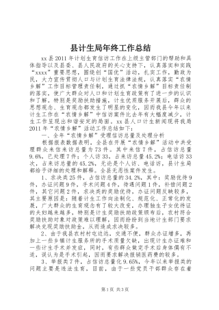 县计生局年终工作总结