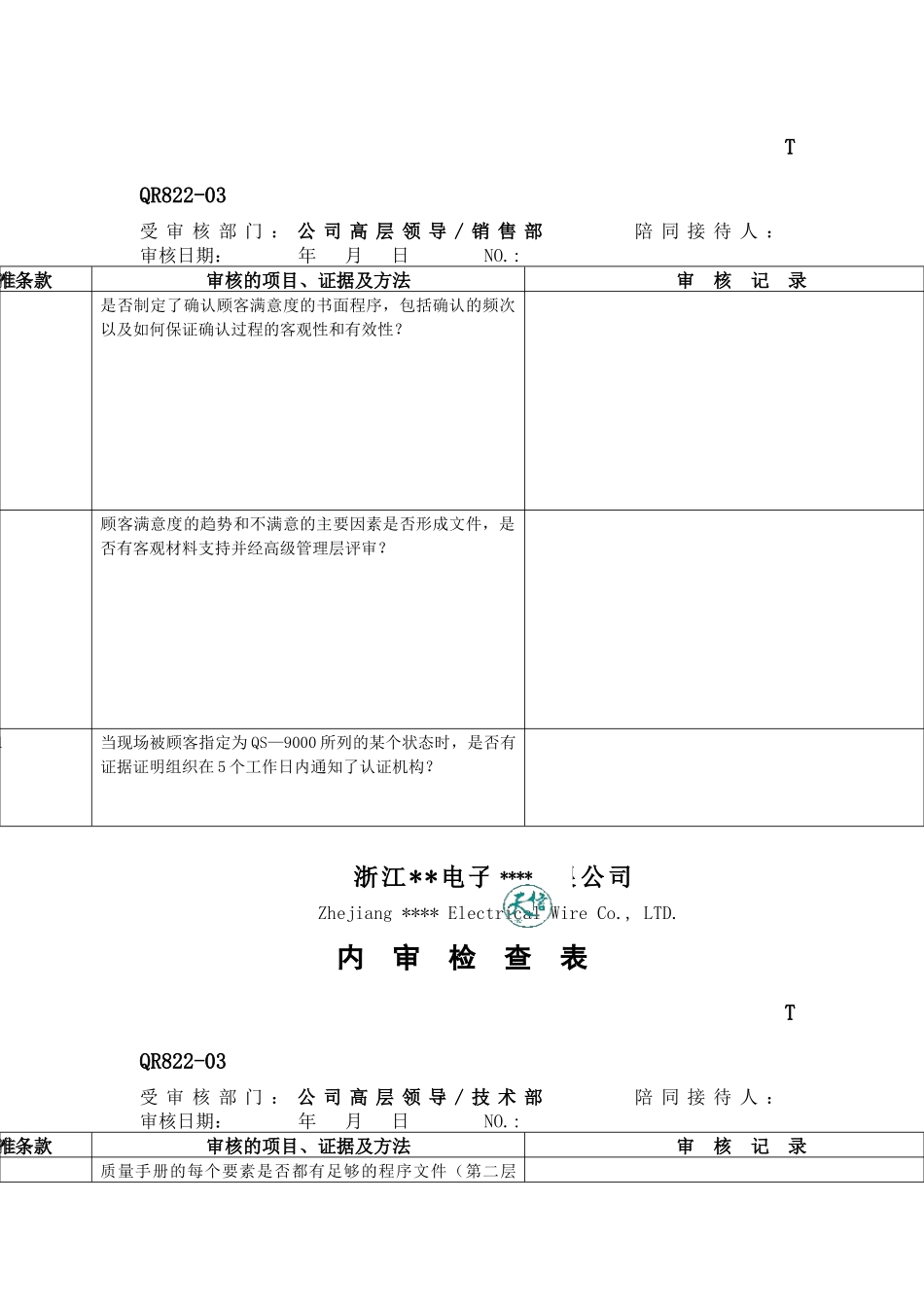 XX公司内审检查表_第3页