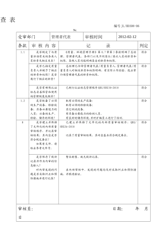 断路器3C认证内审检查表