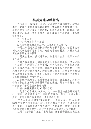 县委党建总结报告