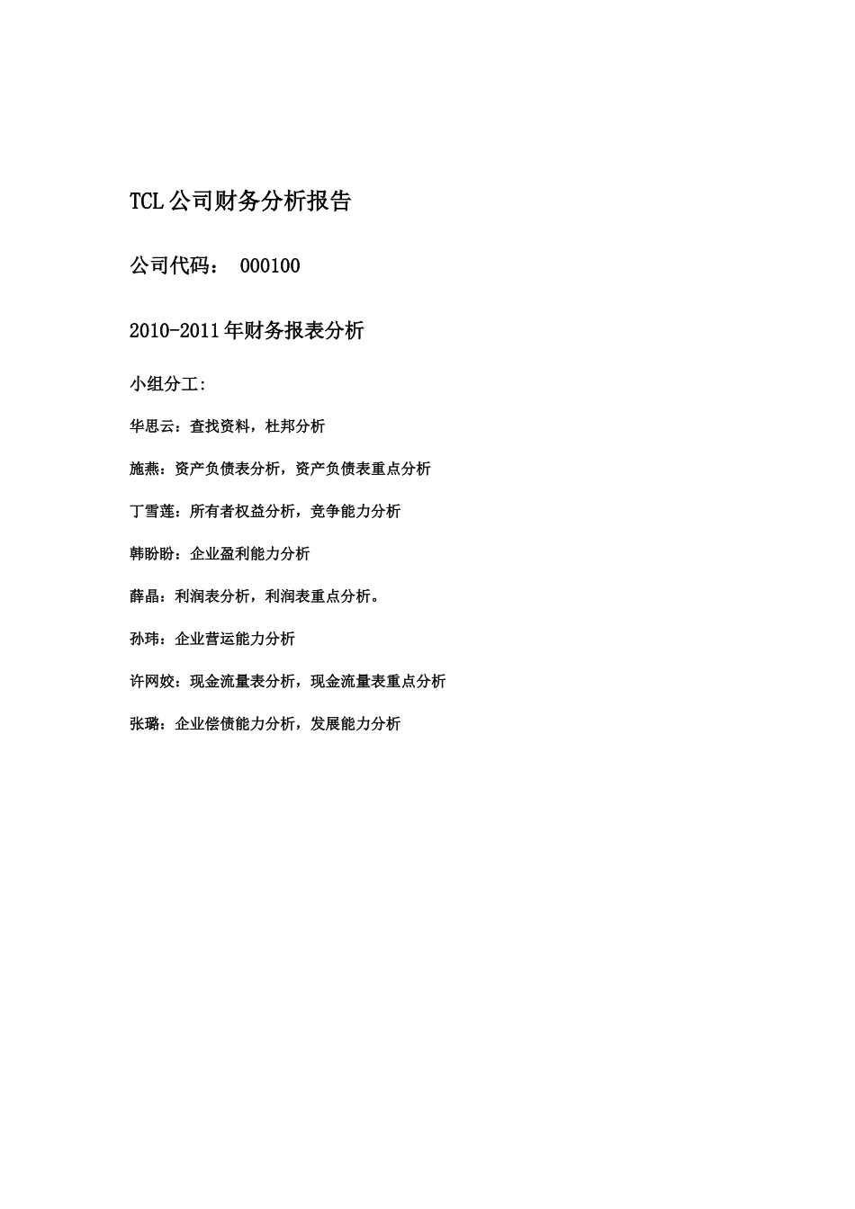 TCL公司财务分析报告111_第2页