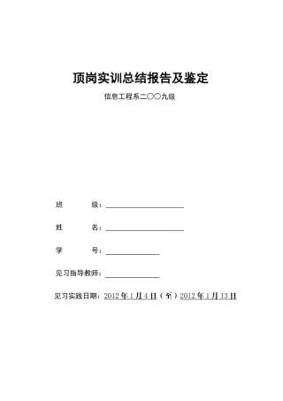 财务顶岗实训报告