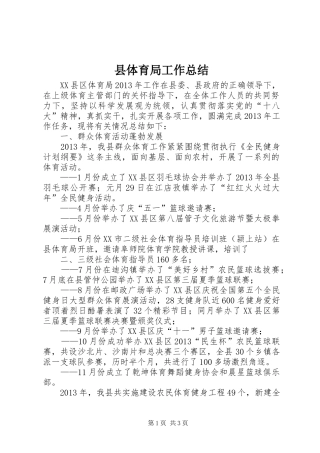 县体育局工作总结