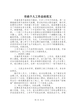 市政个人工作总结范文