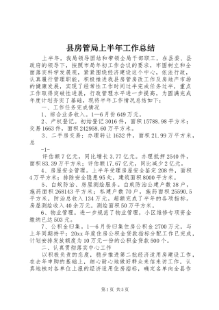 县房管局上半年工作总结