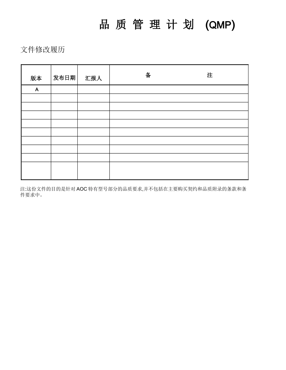 “ 品质管理计划 ” 模板_第3页