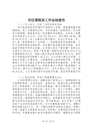 市区国税局工作总结报告