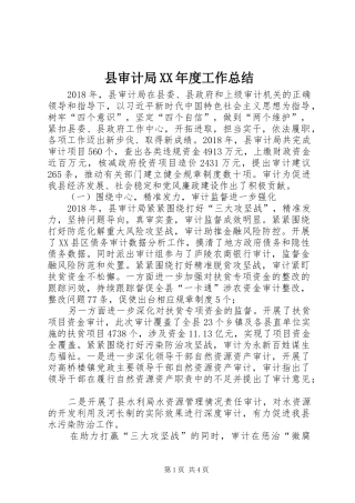 县审计局XX年度工作总结