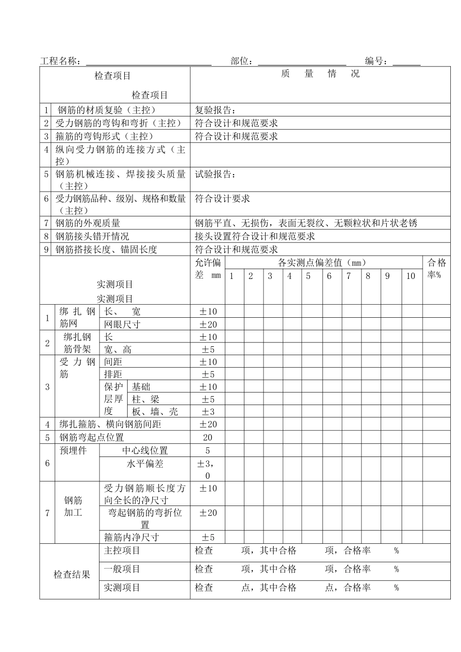 工程检验批质量平行检验记录表_第3页