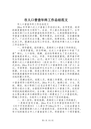 市人口普查年终工作总结范文