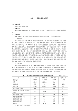 MBA财务管理案例分析