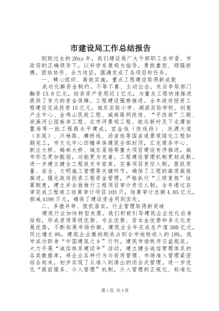 市建设局工作总结报告
