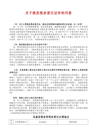 关于换发税务登记证件的问答