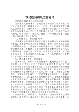 市民政局纠风工作总结