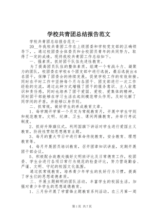 学校共青团总结报告范文