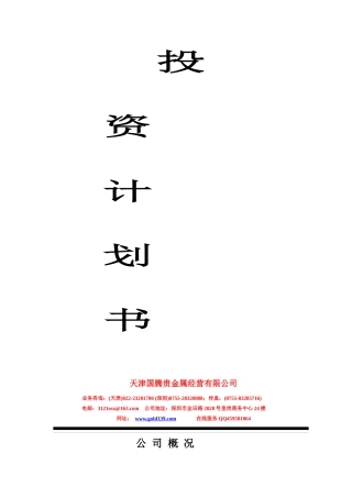 国内黄金投资计划书
