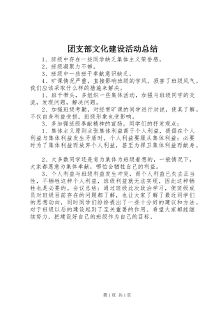 团支部文化建设活动总结