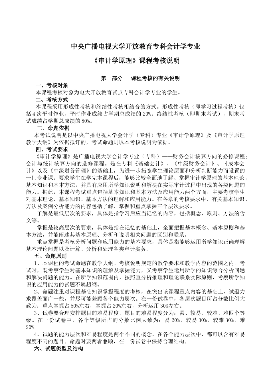 《审计学原理》课程考核说明_第1页